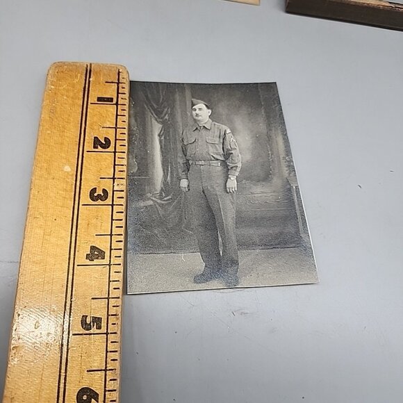 vintage ww2 photograph 3.5x4" Framed Glass Signed On Back - Picture 7 of 11